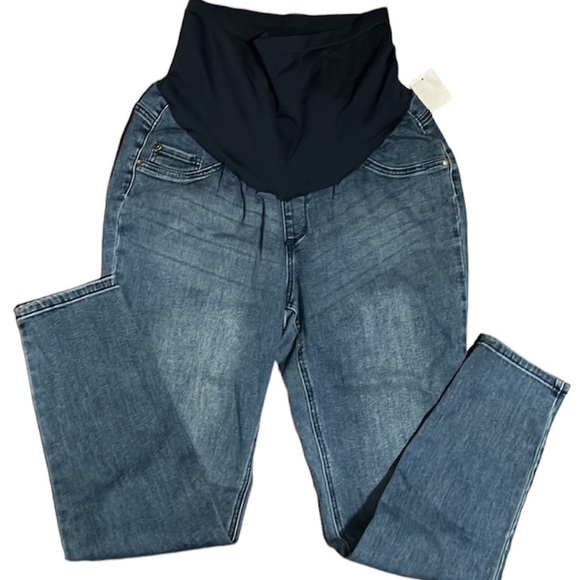 NWT Indigo Blue Denim Skinny Moulant Maternity Jeans Size 1X Plus - Picture 2 of 15